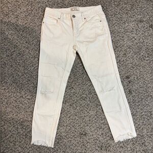 Free People Cream Ankle Jeans